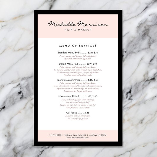 ヴィンテージピンクメイクアップと美しいサロン、ネイルサロン チラシ