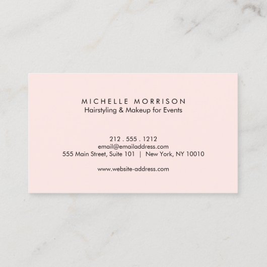ヴィンテージピンクメイクアップと美しい名刺 名刺 (裏面)