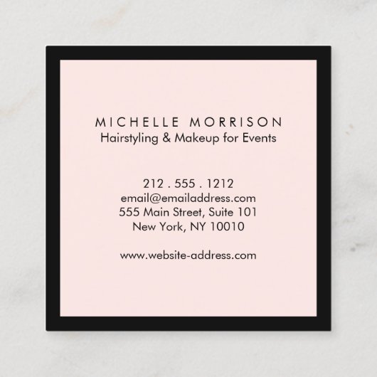 ヴィンテージピンクメイクアップと美しい スクエア名刺 (裏面)