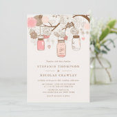 ヴィンテージピンクメイソンジャースフローラ結婚式招待状 招待状 (スタンド正面)