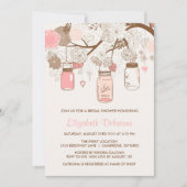 ヴィンテージピンクメイソンジャースブライダルシャワー招待 招待状 (正面)