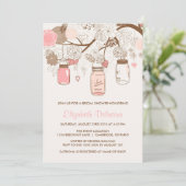 ヴィンテージピンクメイソンジャースブライダルシャワー招待 招待状 (スタンド正面)