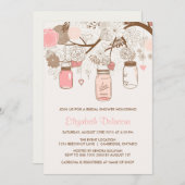 ヴィンテージピンクメイソンジャースブライダルシャワー招待 招待状 (正面/裏面)