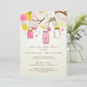 ヴィンテージピンクメイソンジャースベビーシャワー招待状 招待状 (スタンド正面)