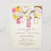 ヴィンテージピンクメイソンジャースベビーシャワー招待状 招待状 (正面/裏面)