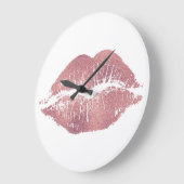 ヴィンテージピンクリップインプリント、バラ金ゴールド。 ラージ壁時計 (傾斜)