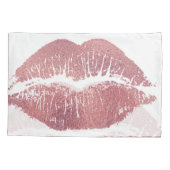 ヴィンテージピンクリップインプリント、バラ金ゴールド。 枕カバー (裏面)