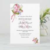 ヴィンテージピンクリラックマホワイトフラワーブーケウェディング 招待状 (スタンド正面)