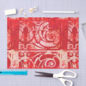 ヴィンテージピンクレッドダマスクパリバレンタイン 薄葉紙 (クラフト)