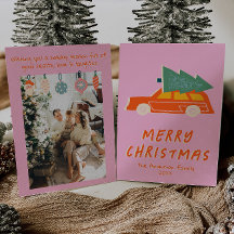 ヴィンテージピンクレッドトラックファンキー抽象芸術クリスマス