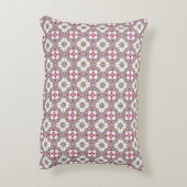 ヴィンテージピンクレッドバルセロナタイルフラワーリボン アクセントクッション (裏面(縦))