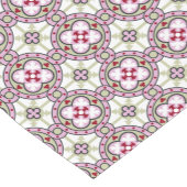 ヴィンテージピンクレッドバルセロナタイルフラワーリボン ショートテーブルランナー (コーナー)