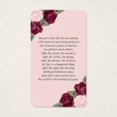 ヴィンテージピンクレッドフローラ葬儀祈りの言葉カード (裏面)
