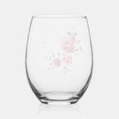 ヴィンテージピンクレッドローズウォーターカラーブライダルシャワー ステムなしワイングラス (裏面)