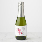 ヴィンテージピンクレッドローズウォーターカラーブライダルシャワー スパークリングワインラベル (正面)