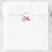 ヴィンテージピンクレッドローズウォーターカラーブライダルシャワー ラウンドシール (バッグ)