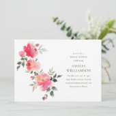 ヴィンテージピンクレッドローズウォーターカラーブライダルシャワー 招待状 (スタンド正面)