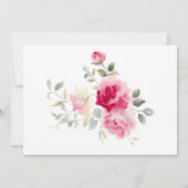 ヴィンテージピンクレッドローズウォーターカラーブライダルシャワー 招待状 (裏面)