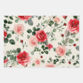 ヴィンテージピンクレッドローズマザーズデイ ラッピングペーパーシート (正面2)