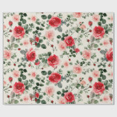 ヴィンテージピンクレッドローズマザーズデイ ラッピングペーパー (フラット)