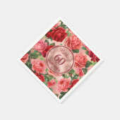 ヴィンテージピンクレッドローズ60と素晴らしい誕生日 スタンダードカクテルナプキン (角)