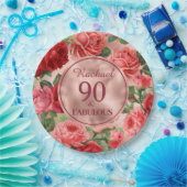 ヴィンテージピンクレッドローズ90アンドファブラス紙プレート ペーパープレート (パーティー)