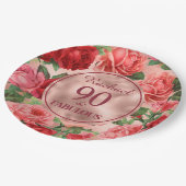 ヴィンテージピンクレッドローズ90アンドファブラス紙プレート ペーパープレート (アングル)