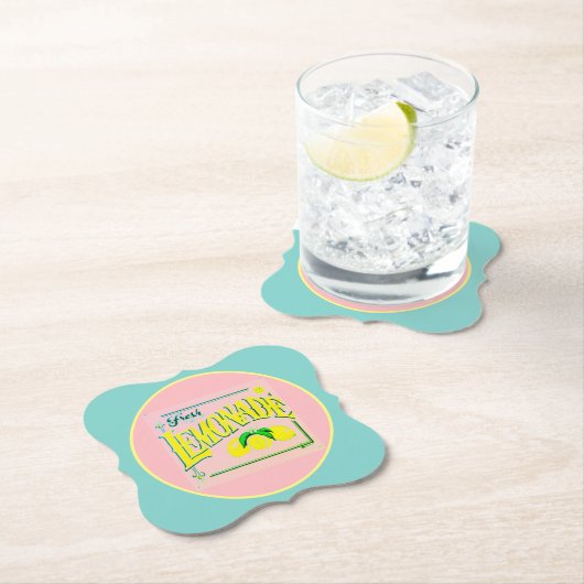 ヴィンテージピンクレモネードのレモンフルーツサマーパップ ペーパーコースター (インサイチュ)