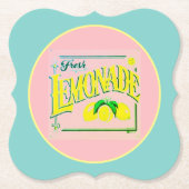 ヴィンテージピンクレモネードのレモンフルーツサマーパップ ペーパーコースター (正面)