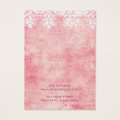 ヴィンテージピンクレースステンシルダマスコイヤーカード (裏面)