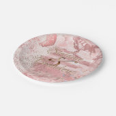 ヴィンテージピンクレース（蝶） ペーパープレート (アングル)