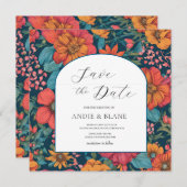 ヴィンテージピンクロマン結婚ティック セーブザデート (正面/裏面)