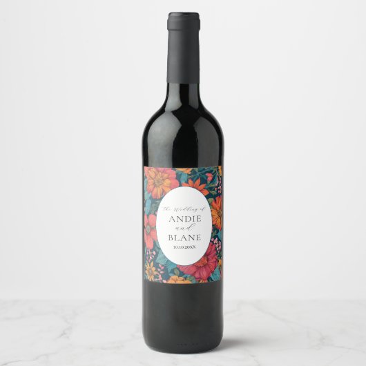 ヴィンテージピンクロマン結婚ティック ワインラベル (正面)