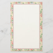 ヴィンテージピンクローズとブルーフラワーパターン 便箋 (正面)