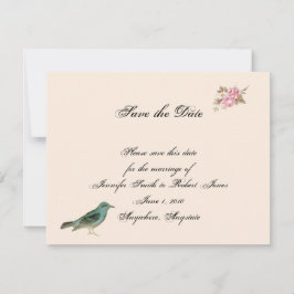 ヴィンテージピンクローズとロビンウェディング日付を保存 セーブザデート