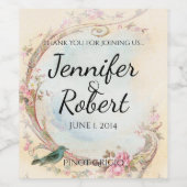 ヴィンテージピンクローズとロビンワインラベル ワインラベル (シングルラベル)