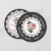 ヴィンテージピンクローズの女の子のベビーシャワー招待状 招待状 (正面/裏面)