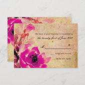 ヴィンテージピンクローズの結婚式出欠確認カード 出欠カード (正面/裏面)