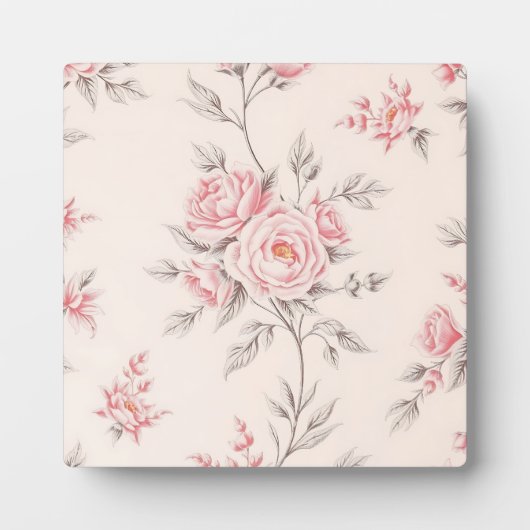 ヴィンテージピンクローズの花柄 フォトプラーク (正面)