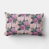 ヴィンテージピンクローズアレーダマスクデザイン ランバークッション (正面)