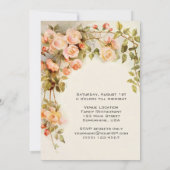 ヴィンテージピンクローズアンティークフローラ退職パーティー 招待状 (裏面)