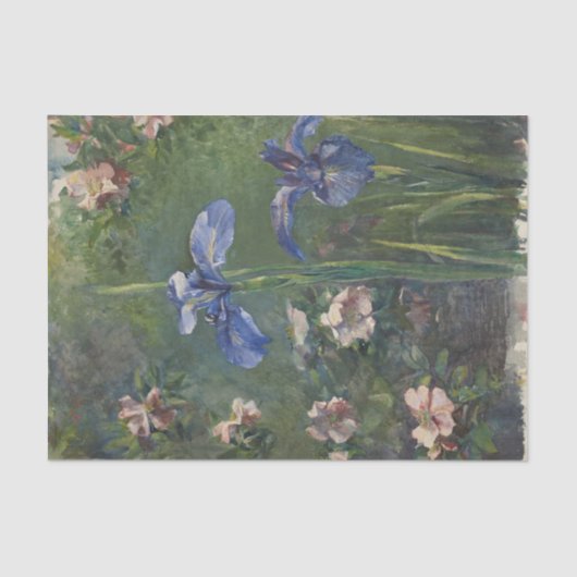 ヴィンテージピンクローズアンドパープルアイリスかわいらしズフローラ 薄葉紙 (正面)