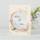 ヴィンテージピンクローズアンドロビン結婚式招待状 招待状 (スタンド正面)