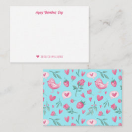 ヴィンテージピンクローズイチゴバレンタインデー ノートカード