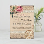 ヴィンテージピンクローズウェディングシャワー招待状 招待状 (スタンド正面)