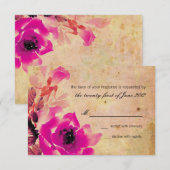 ヴィンテージピンクローズウェディングRSVP返信カード 出欠カード (正面/裏面)