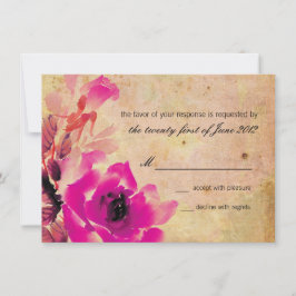 ヴィンテージピンクローズウェディングRSVP返信カード 出欠カード