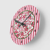 ヴィンテージピンクローズウォールクロック ラウンド壁時計 (傾斜)