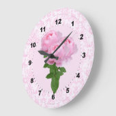 ヴィンテージピンクローズウォールクロック ラージ壁時計 (傾斜)