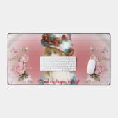 ヴィンテージピンクローズエドワーディアンエラモティーチックデスクマット デスクマット (キーボード&マウス)